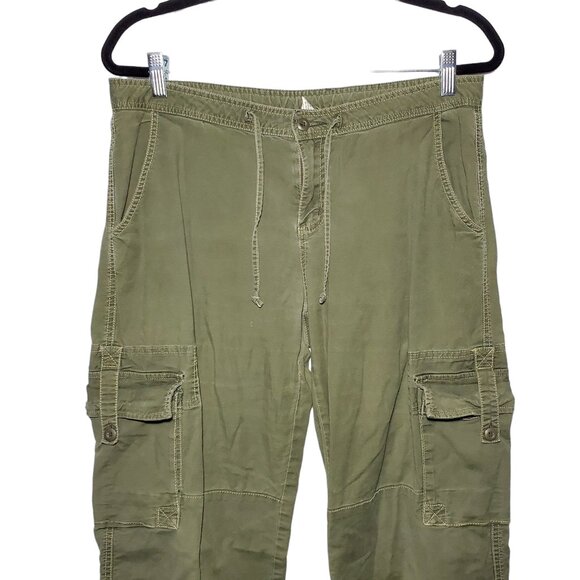 Prana Cargo Pants Womens 10 Green Baggy Wide-Leg Roll-Up Y2K Retro - Picture 2 of 7